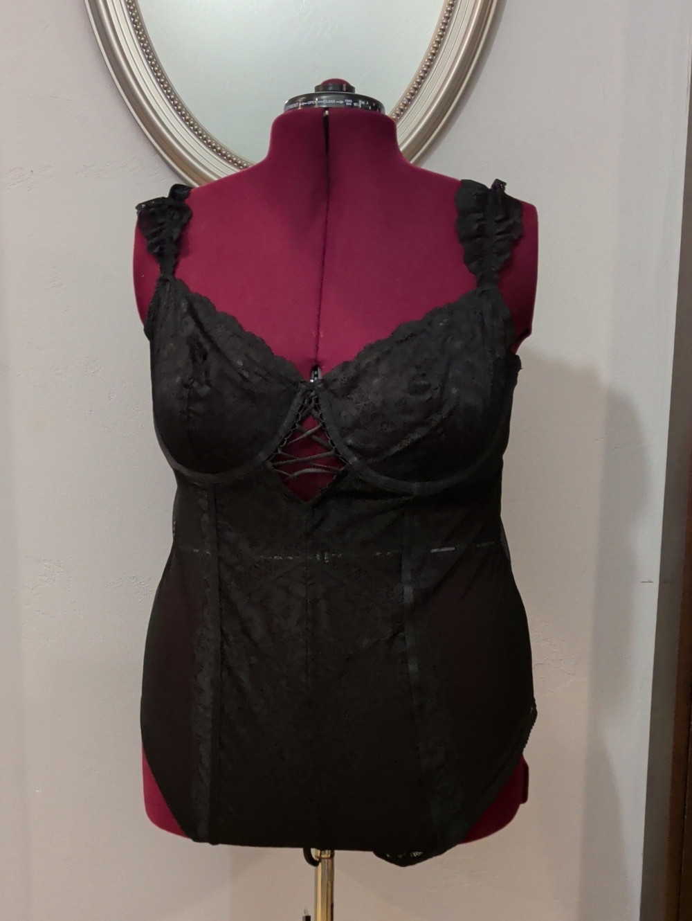 Black Lace Bustier Bodysuit - Classic Shaping Camisole